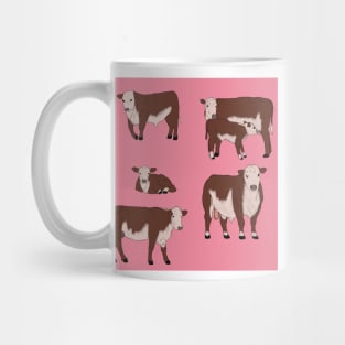 Hereford Cattle Pattern Pink Mug